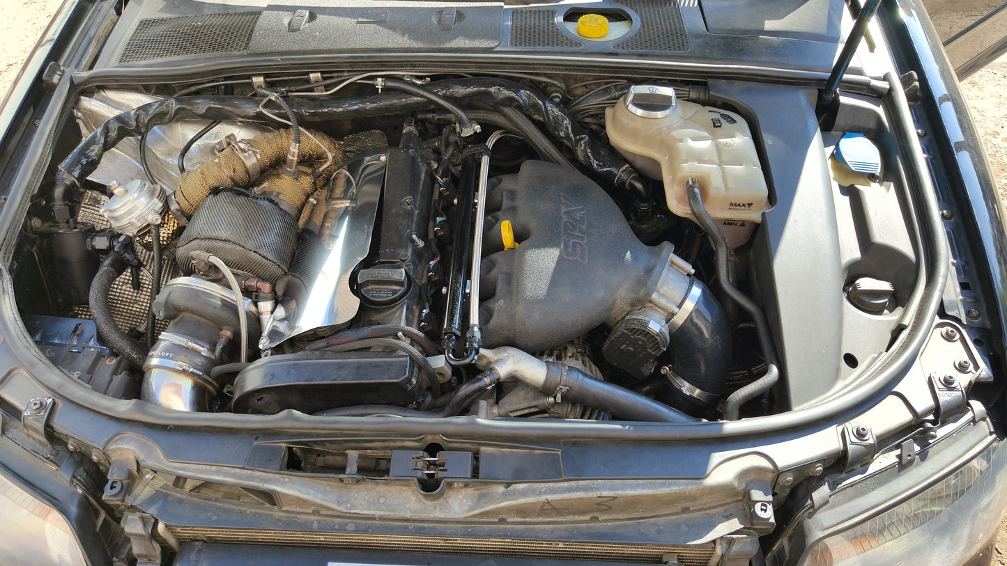 Cast Aluminum Intake Manifold for longitudinal VW/AUDI 1.8T with 4 injectors Fuel Rail Kit (OEM throttle)