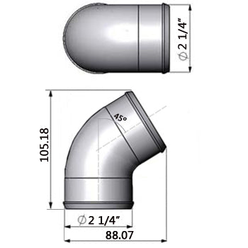 2.25â€ tight radius 45Â° elbow intake pipe