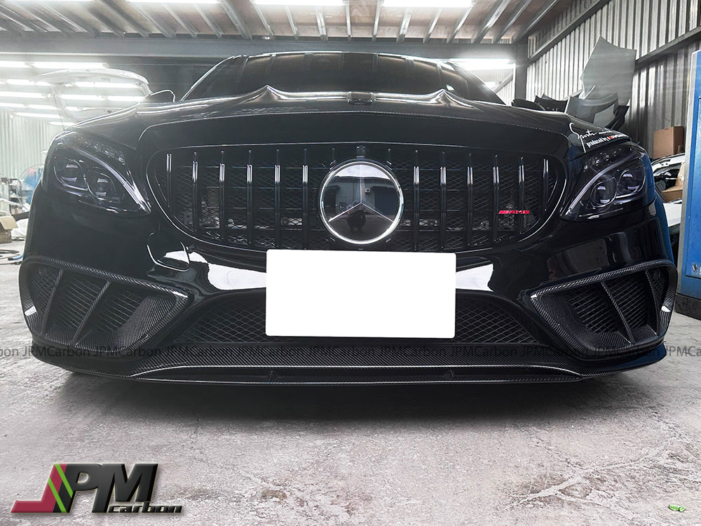 [JPMCarbon] Carbon Fiber Front Bumper Vent Add-on Covers Fits For 2015-2018 Mercedes-Benz W205 Pre-facelift C-Class w/  AMG Sport Package