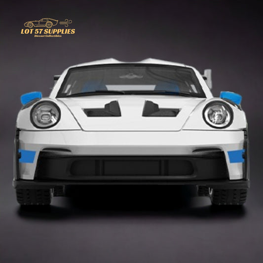 TPC Porsche 911 992 GT3 RS White With Blue Wheels Ordinary Version 1:64