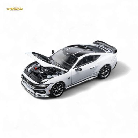 (Pre-Order) DCM Mustang Dark Horse - Crystal White - Titanium Wheels 1:64