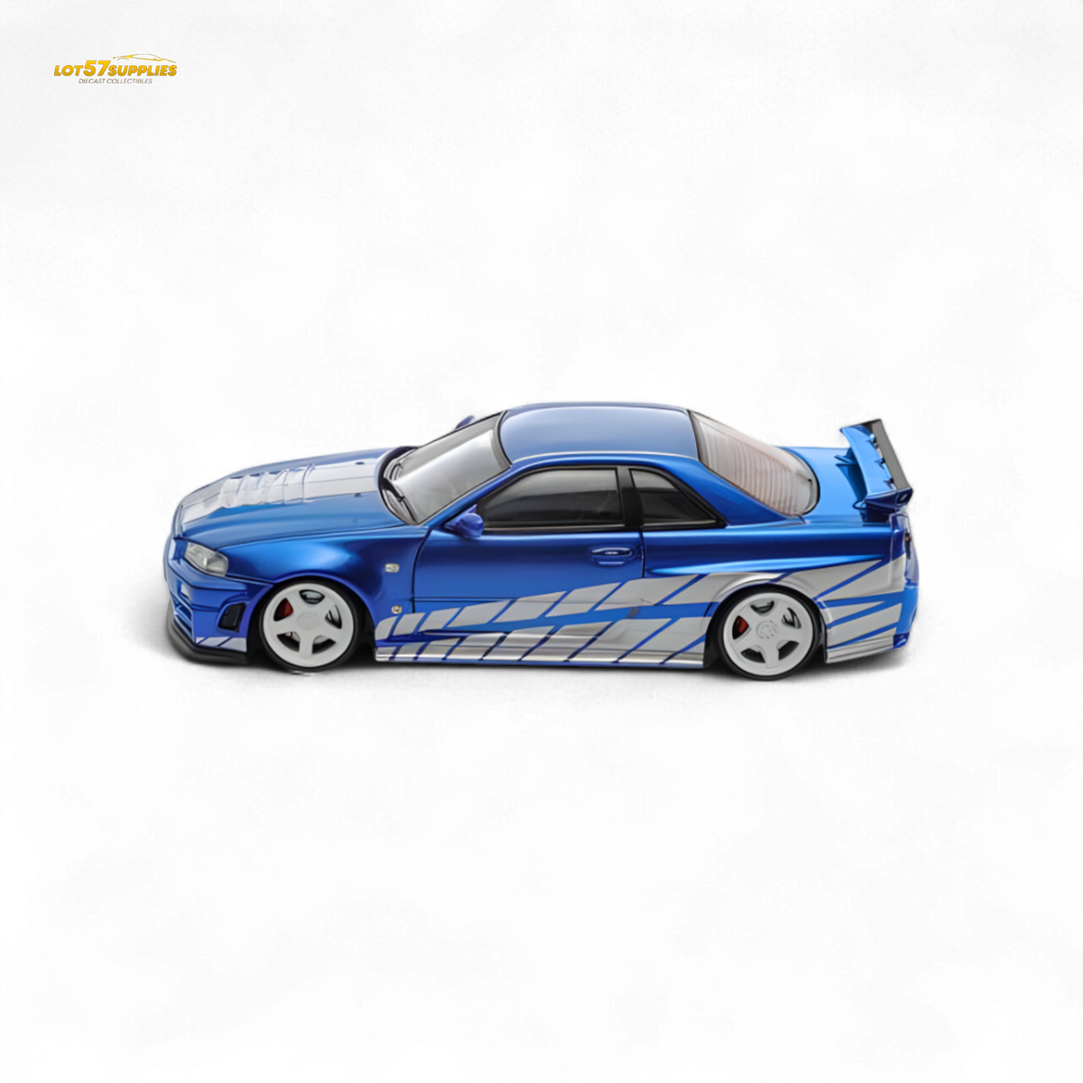 Fast Speed Skyline GT-R R34 Nismo Z-Tune - Blue with Silver Stripes 1:64