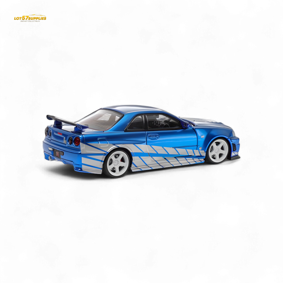Fast Speed Skyline GT-R R34 Nismo Z-Tune - Blue with Silver Stripes 1:64