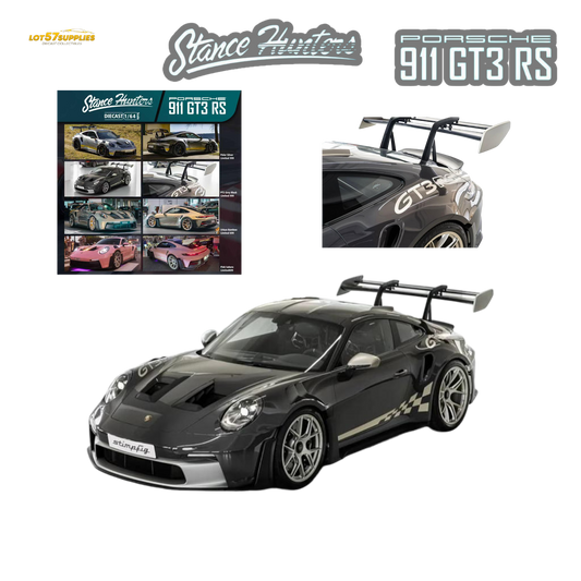(Pre-Order) Stance Hunters Porsche 911 GT3 RS (992) - PTS Grey Black 1:64