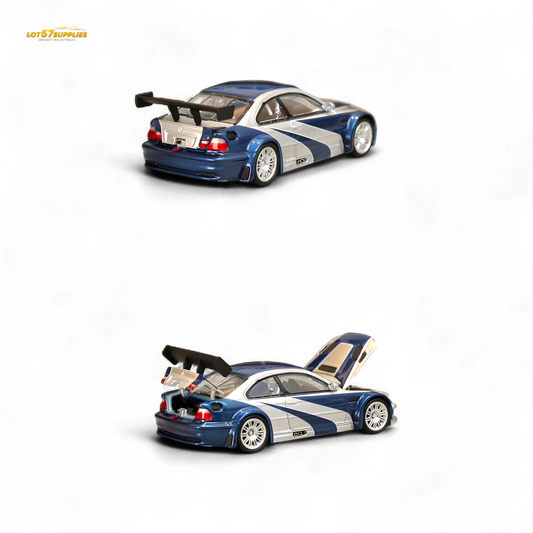 (Pre-Order) Ghost Player BMW E46 M3 GTR - Silver Blue Classic NFS Livery 1:64