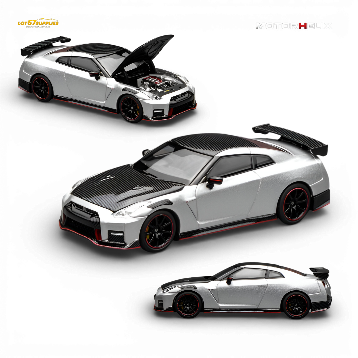 (Pre-Order) Motorhelix Nissan GT-R NISMO R35 Special Edition 2022 - Ultimate Metal Silver 1:64