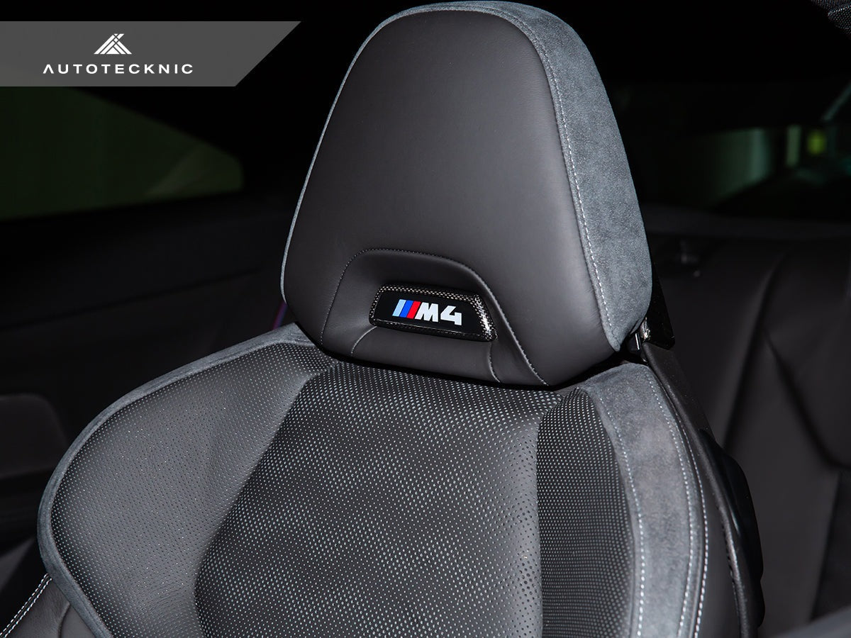 AutoTecknic Dry Carbon Front Seat Illuminated Emblem Surround Set - BMW M