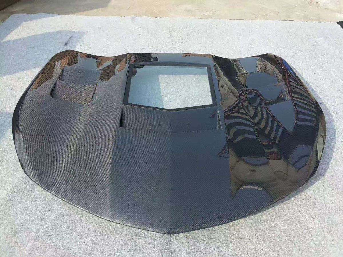 Dry Carbon Fiber Hood With Transparent Glass Window for Chevrolet Camaro