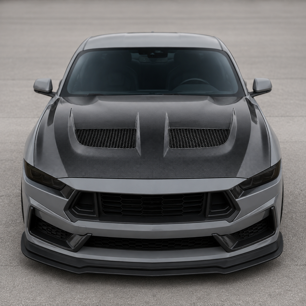 Dry Carbon Fiber GTD Style Vented Front Hood For Ford Mustang