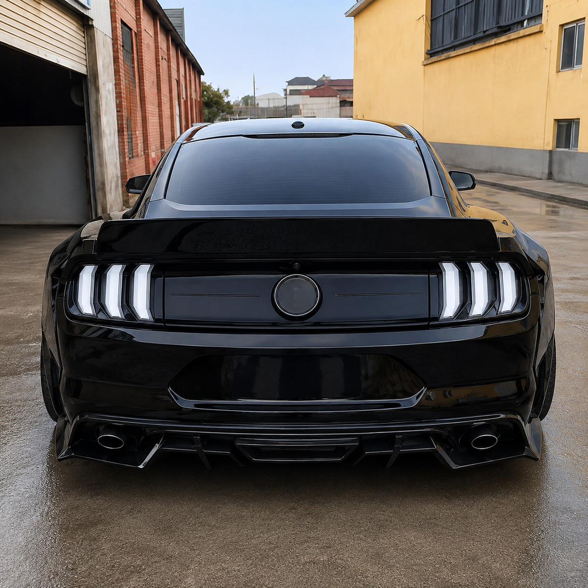 Fiberglass Wide Body Kit for Ford Mustang Front Lip Side Skirts Fender Flares
