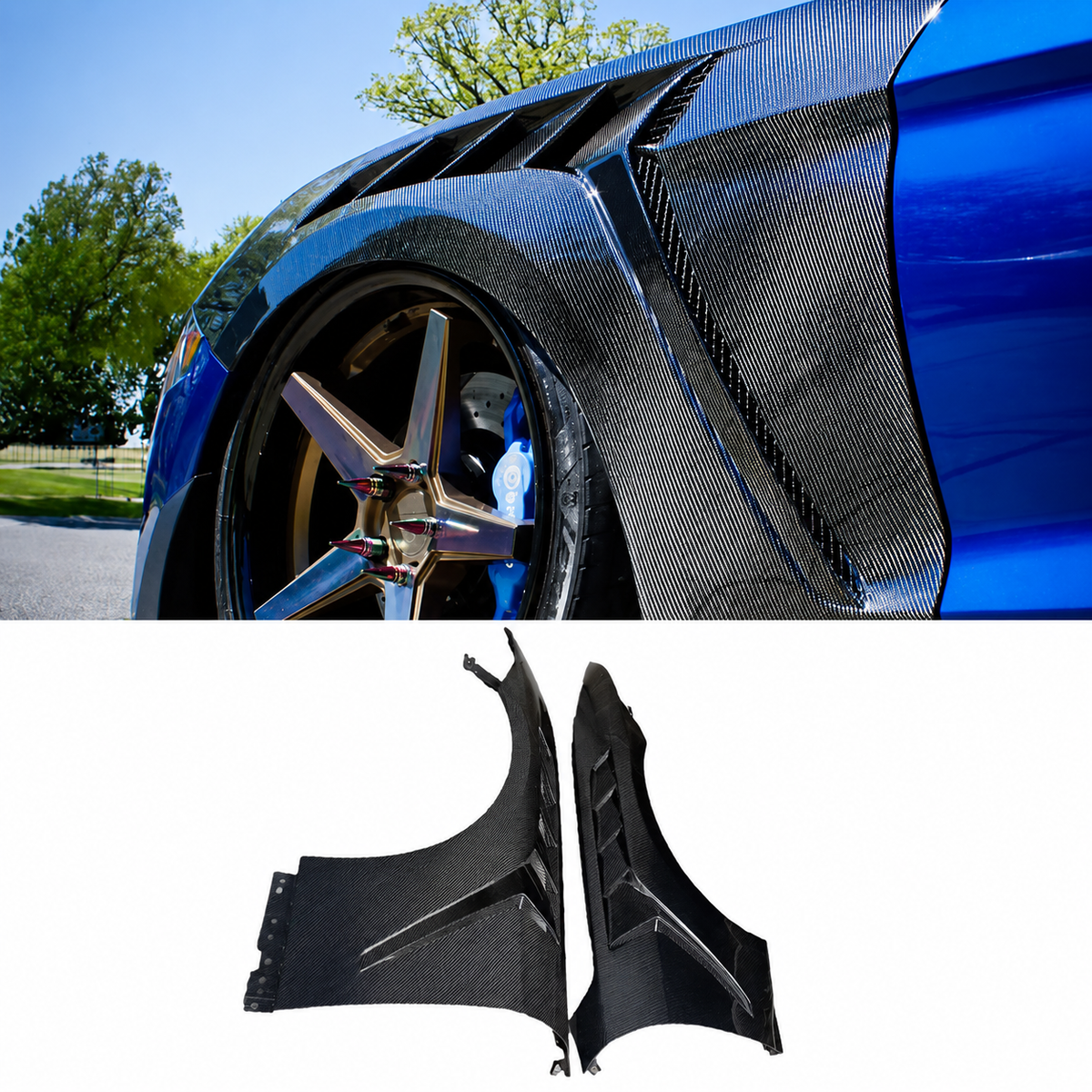 Dry Carbon Fiber Vented Front Fenders for Ford Mustang S550