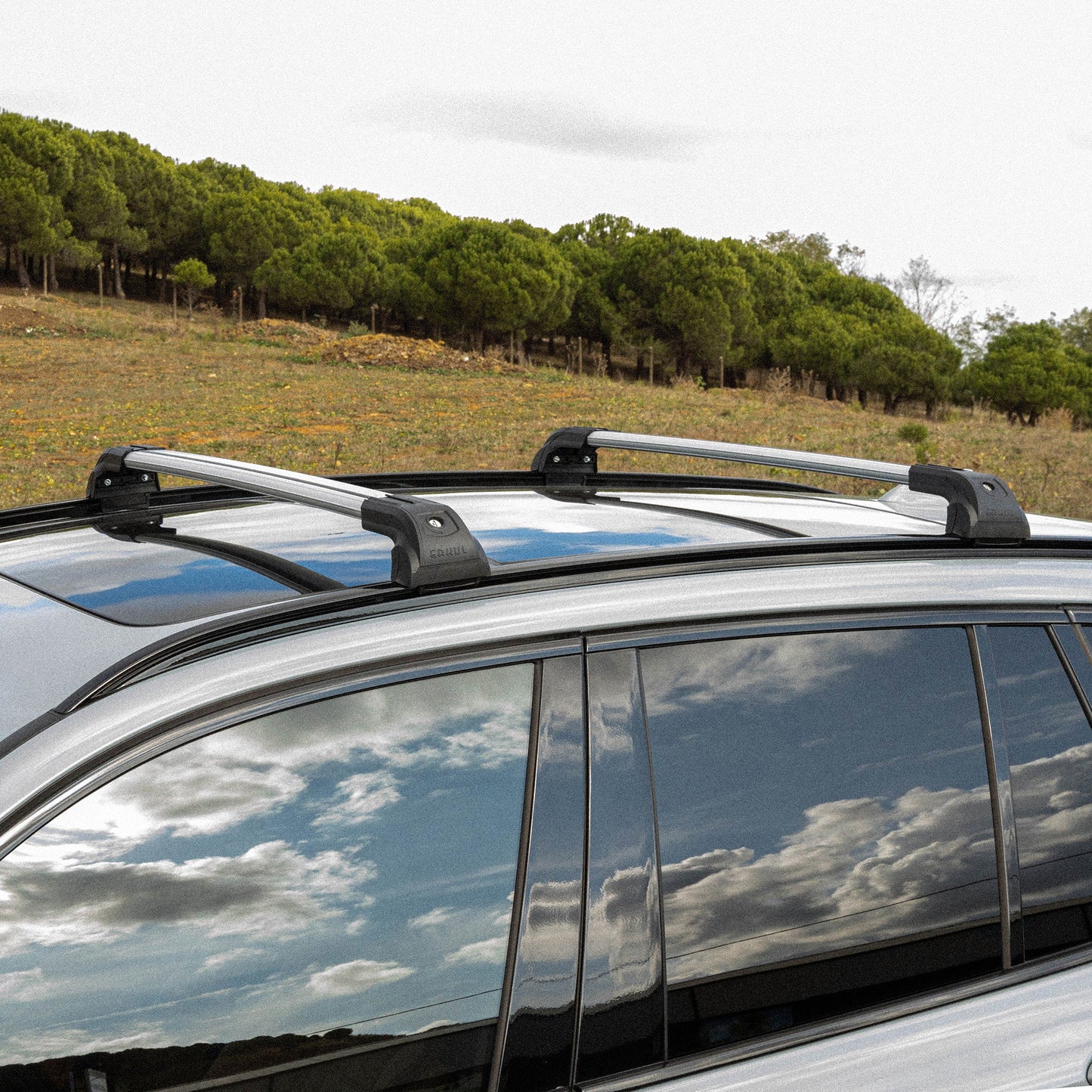 Strong Roof Rack Cross Bars for Porsche Macan 2014 - Up Silver