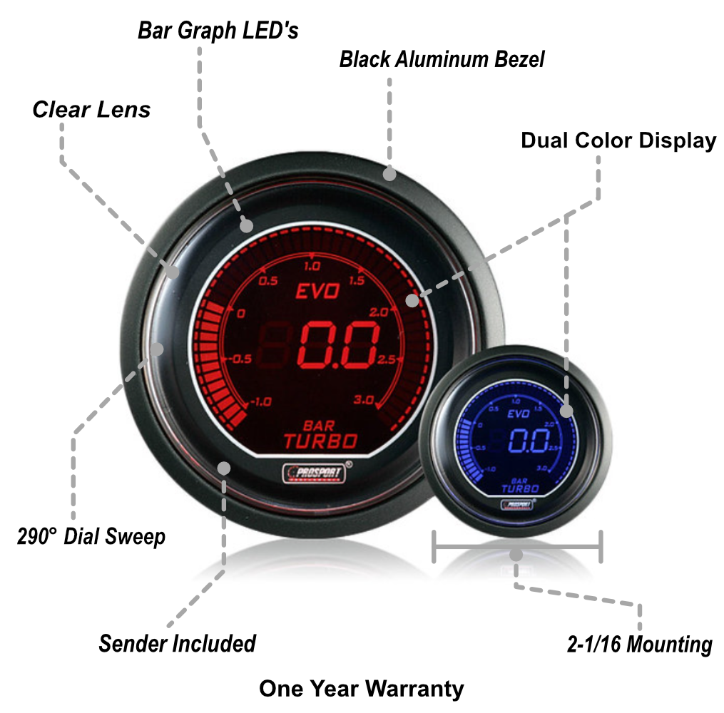 52mm Evo Electrical Boost Gauge-BAR