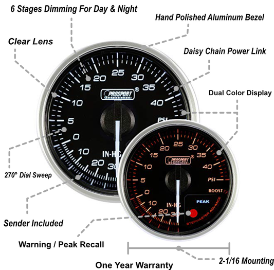 2-1/16" Supreme Series Electrical Boost Gauge