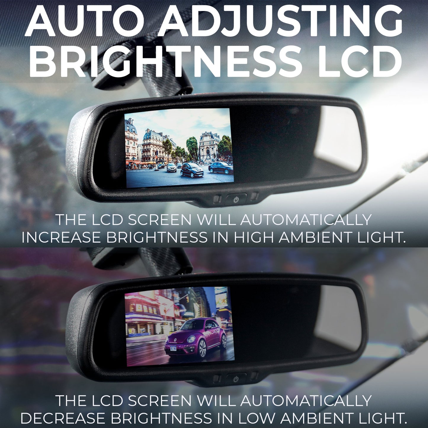 Master Tailgaters 10.5" OEM Rear View Mirror with 4.3" LCD Screen and 170° Backup Camera | Rearview Universal Fit | Auto Adjusting Brightness LCD | Anti Glare | Full Original Mirror Replacement