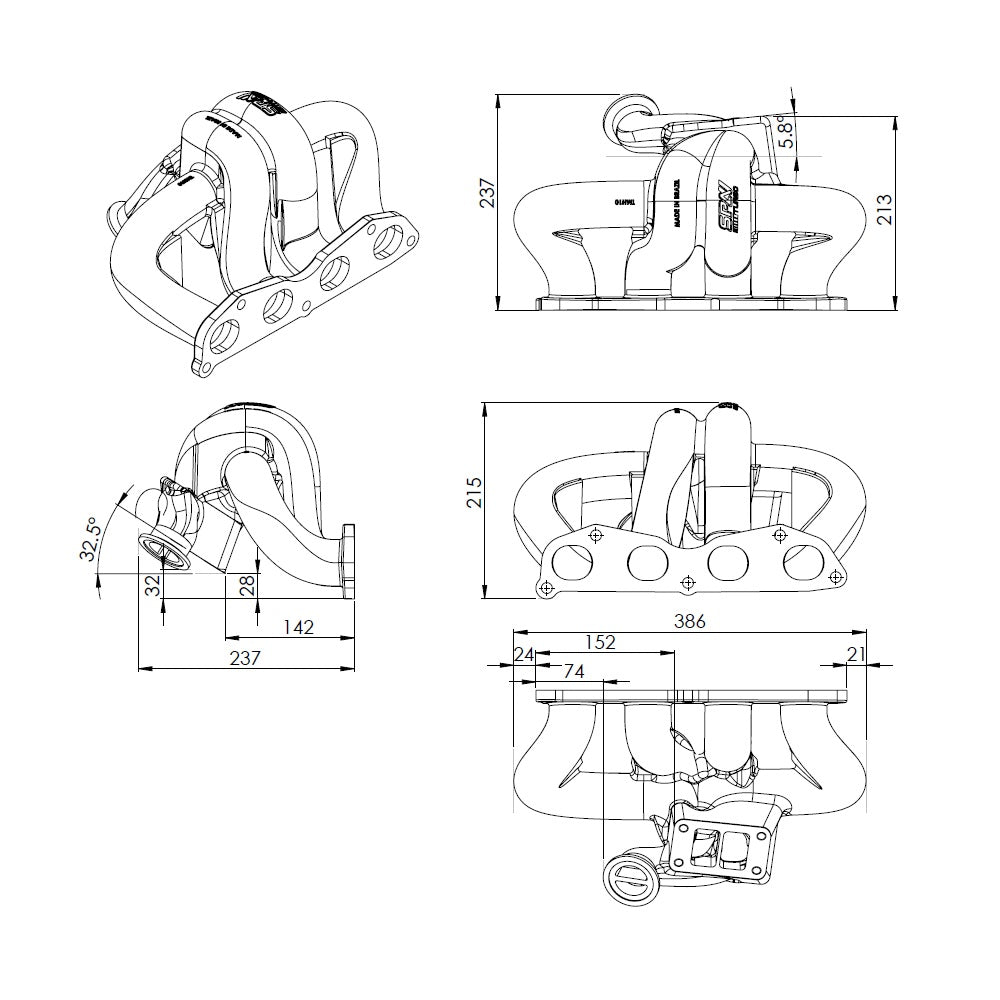 8th gen Honda Civic SI (K20 engine) TWIN SCROLL CAST TURBO MANIFOLD V-BAND WASTEGATE + .030" MLS CYLINDER HEAD GASKET, 87MM BORE