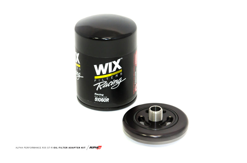 AMS Performance 2009+ Nissan GT-R R35 Alpha CNC Billet Oil Filter Adapter w/Race Filter ALP.07.04.0028-1