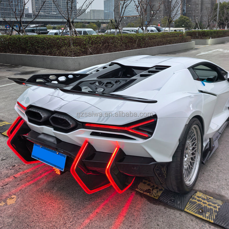 DF Upgrade Dry Carbon Fiber Engine Deck Rear Spoiler Wing Kit for Lamborghini Revuelto