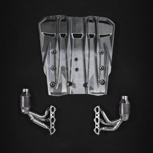 Porsche 991.2 GT3RS - Headers, 250 Cell Sport Cats + Carbon Engine Cover