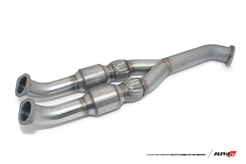 AMS Performance 2009+ Nissan GT-R R35 Alpha 90mm Midpipe w/Race Cats 90mm Exit ALP.07.05.0006-1