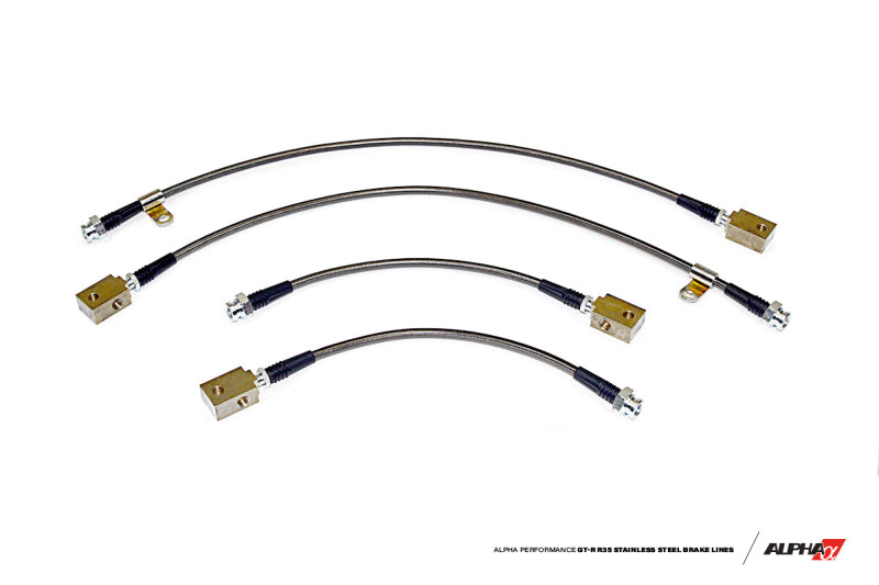 AMS Performance 2009+ Nissan GT-R R35 Alpha Short Route Style Stainless Steel Brake Lines ALP.07.01.0001-2