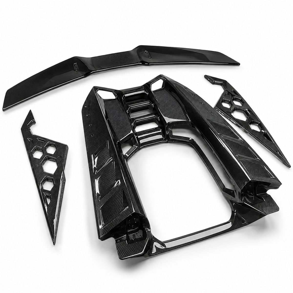 DF Upgrade Dry Carbon Fiber Engine Deck Rear Spoiler Wing Kit for Lamborghini Revuelto