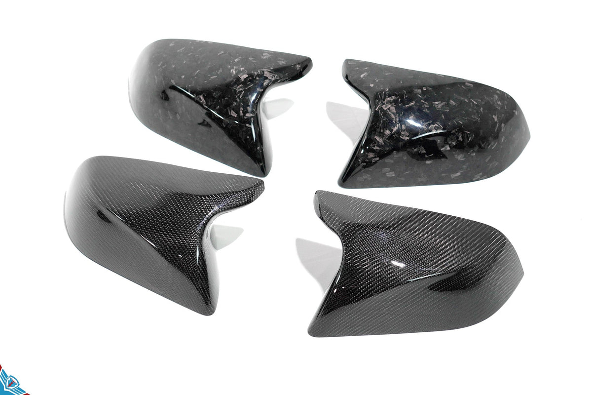 Tesla Model 3 Full Replacement Carbon Fiber Bull Horn Mirror Covers [Various Finishes] | FYBR Aerodynamics