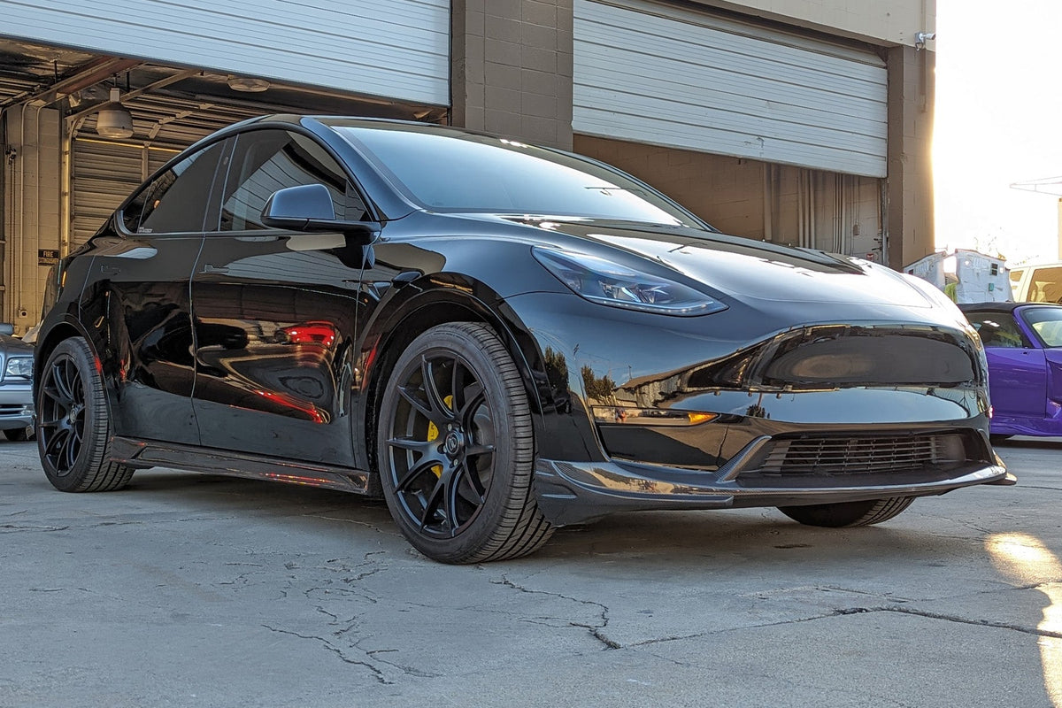Tesla Model Y Genuine Carbon Fiber SHX Front Lip | FYBR Aerodynamics
