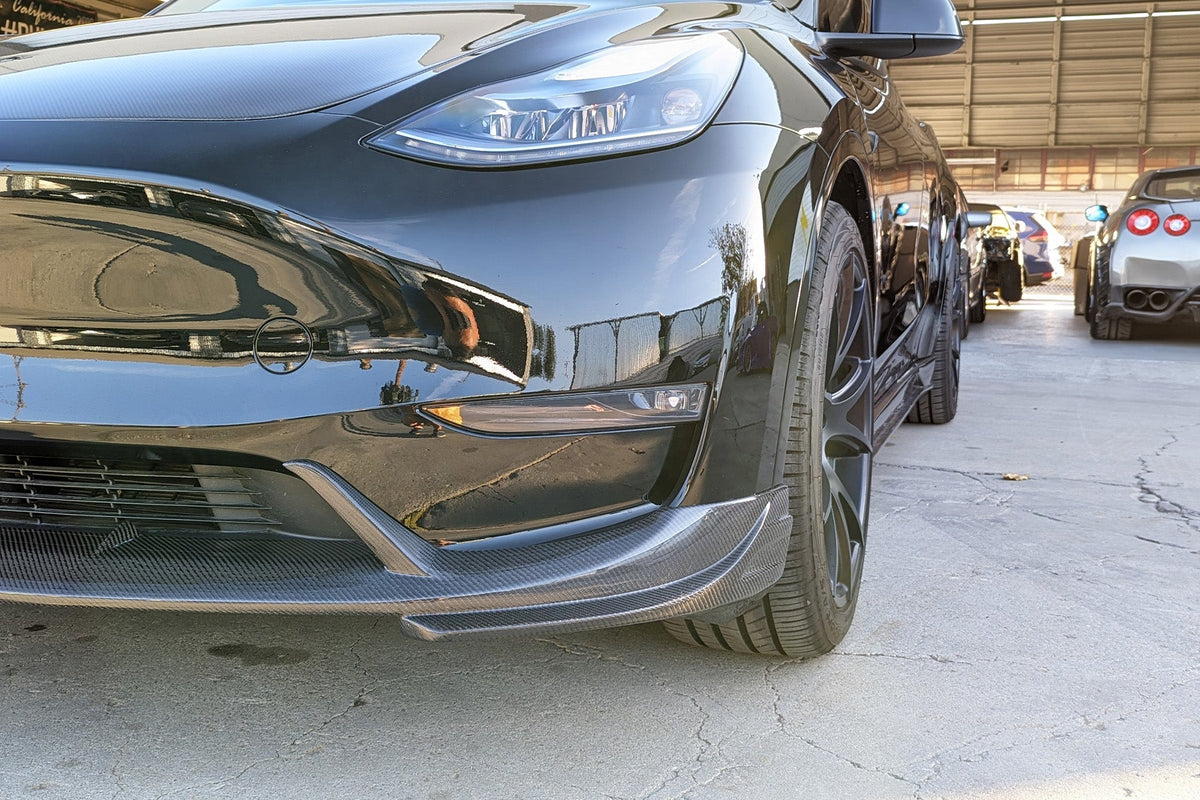 Tesla Model Y Genuine Carbon Fiber SHX Front Lip | FYBR Aerodynamics