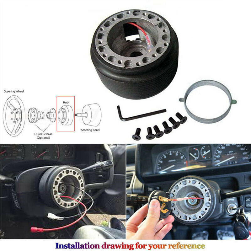 Leather 350mm Deep Dish Steering Wheel Hub Adapter Kit For Subaru Impreza WRX Legacy Eclipse Lancer Galant Mirage