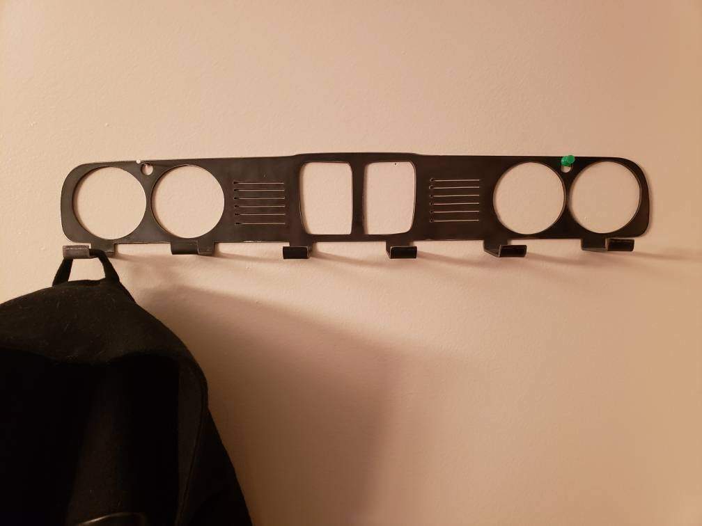 BMW E30 Grill coat Rack – Steel Wall Mounted Coat and Hat Hanger – 20" Classic Euro Car Organizer