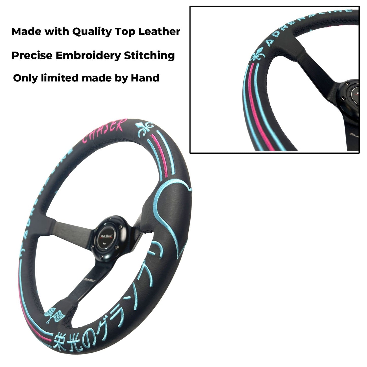 Leather 350mm Steering Wheel Short Hub Adapter Kit For Nissan 300ZX Skyline Altima Sentra 510 610 810 260Z/280z