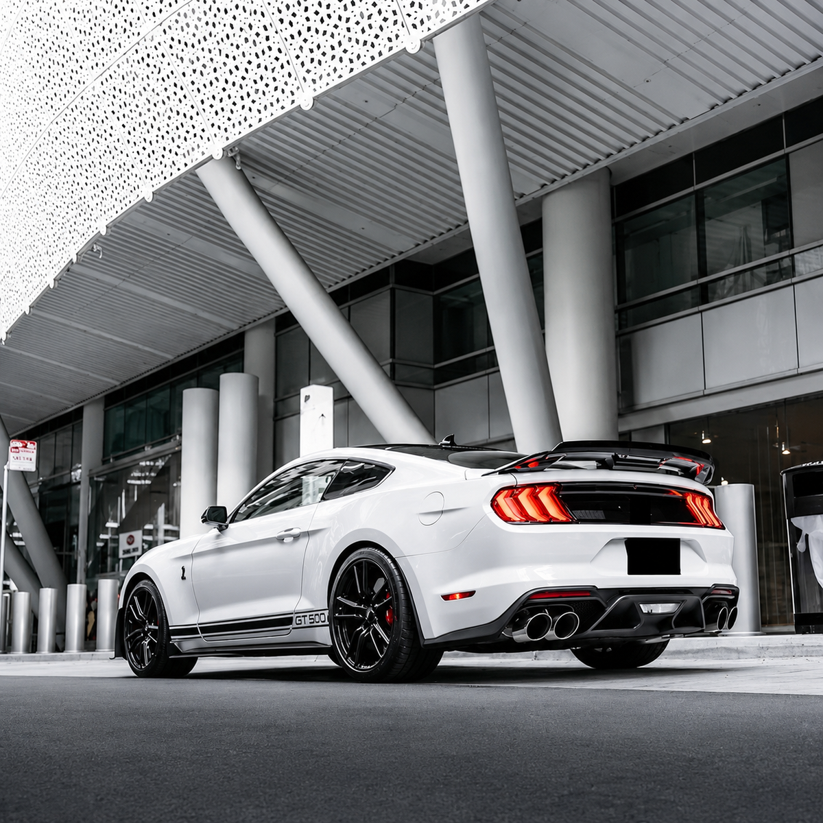 GT500 Style Double Deck Carbon Fiber Rear Trunk Spoiler Wing for Ford Mustang