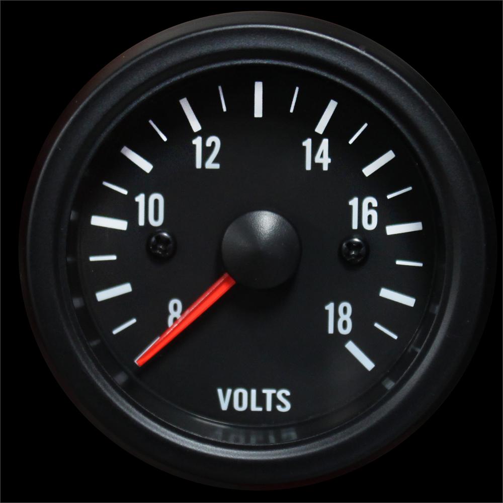 2-1/16" Volt Gauge Clear Lens White LED