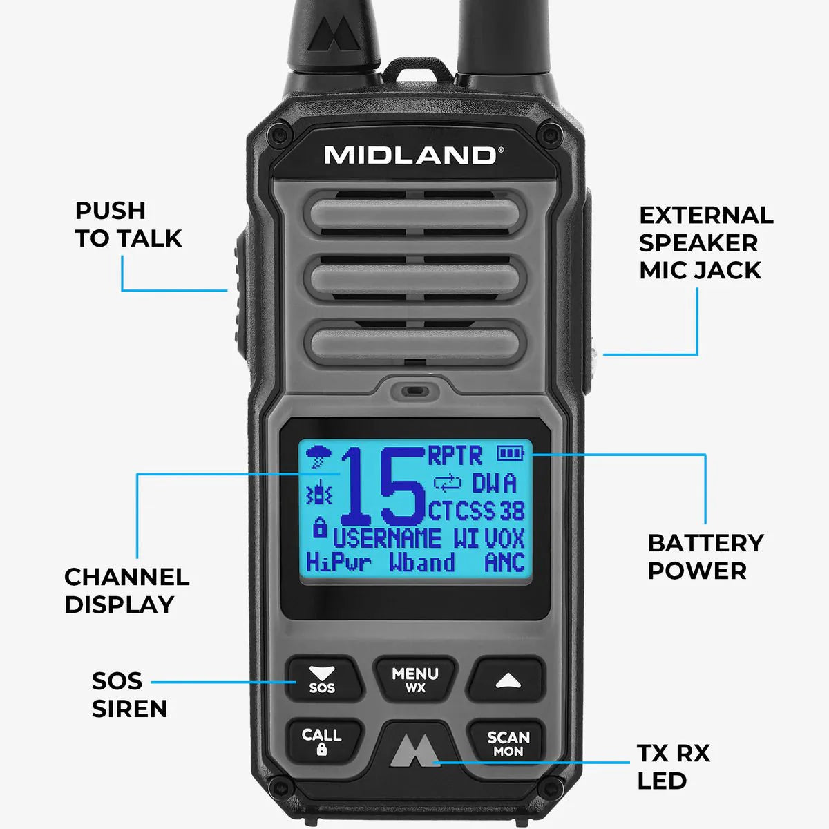 Midland GXT67 PRO 5W GMRS Two-Way Radio