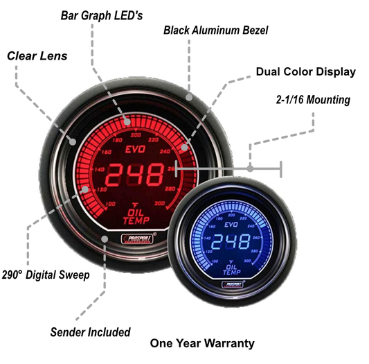 2-1/16" Evo Electrical Oil Temperature Gauge