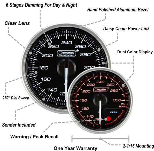 2-1/16" Supreme Electrical Oil Temperature Gauge