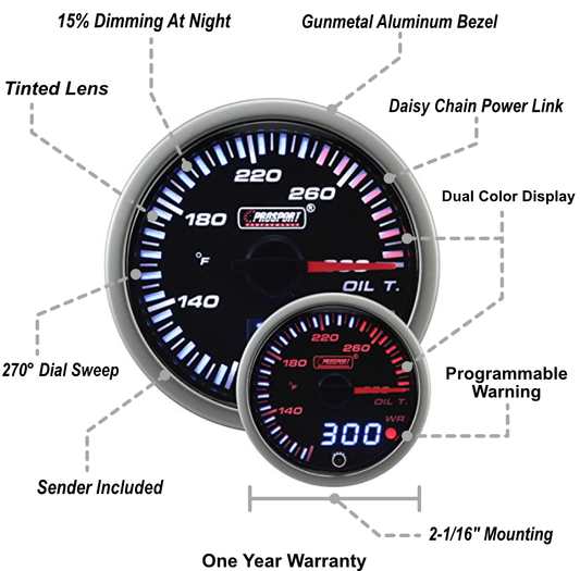 2-1/16" JDM Electrical Oil Temperature Gauge