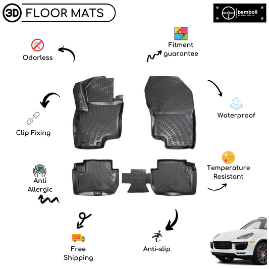 3D Molded Interior Car Floor Mat for Porsche Cayenne 2018 - Up