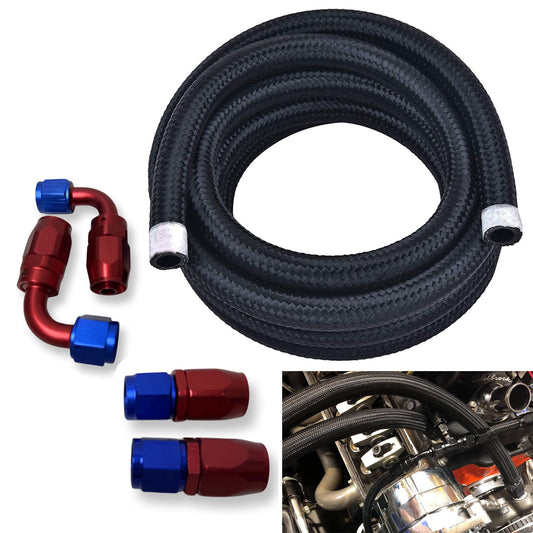 10AN/8AN/6AN Fitting Stainless Steel Braided Oil Fuel Hose Line Kit 5Feet Red