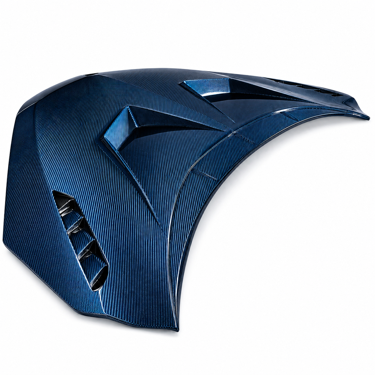 Aggressive Clear Blue Dry Carbon Fiber Hood for Lamborghini Revuelto