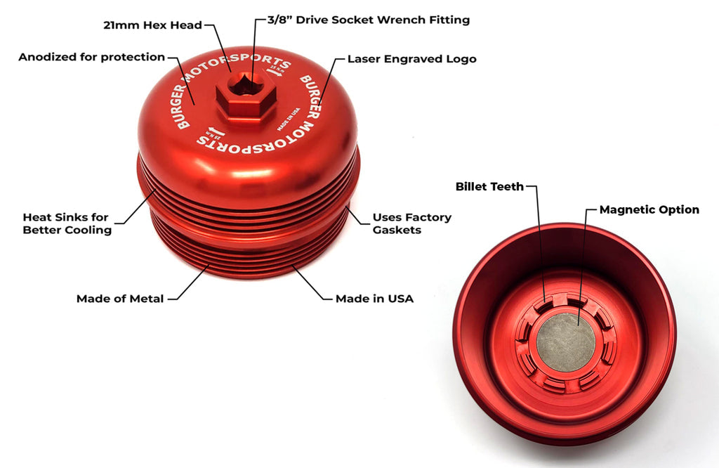 BMS Magnetic Billet BMW Oil Filter Cap for N54/N55/S55/N52/N20/N26 Engines