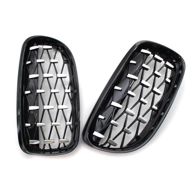 BMW 3 Series E90 Compatible ABS Plastic Front Grills Piano Black Diamond