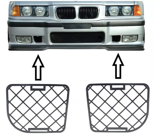 BMW E36 1992-1999 Compatible Bumper Metal Grille Set 2 Pieces
