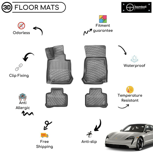 Custom Molded Rubber Floor Mat for Porsche Taycan 2018-2022 (Black)
