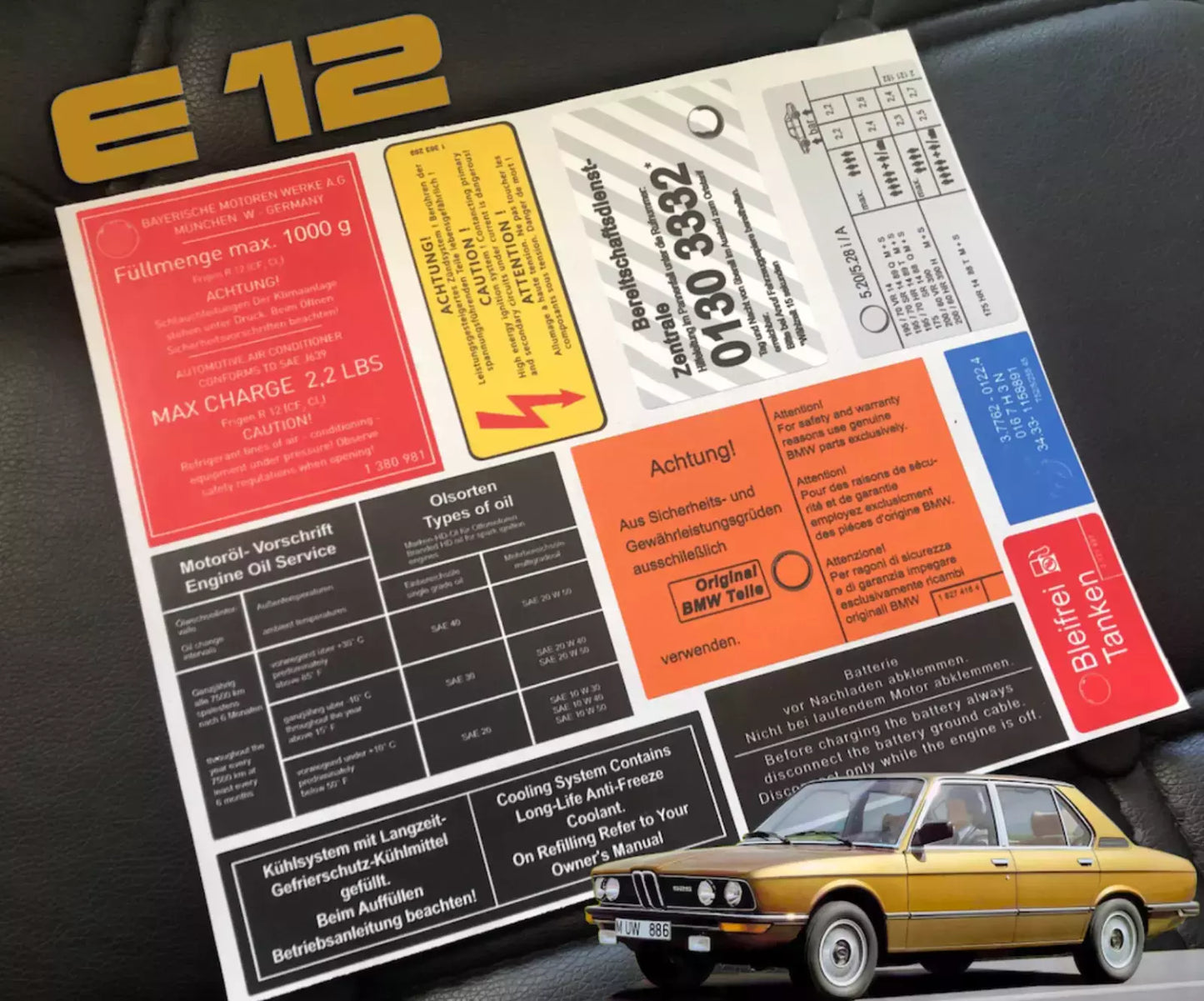 BMW E12 5 SERIES Compatible Decal Set Stickers All Models Best Quality
