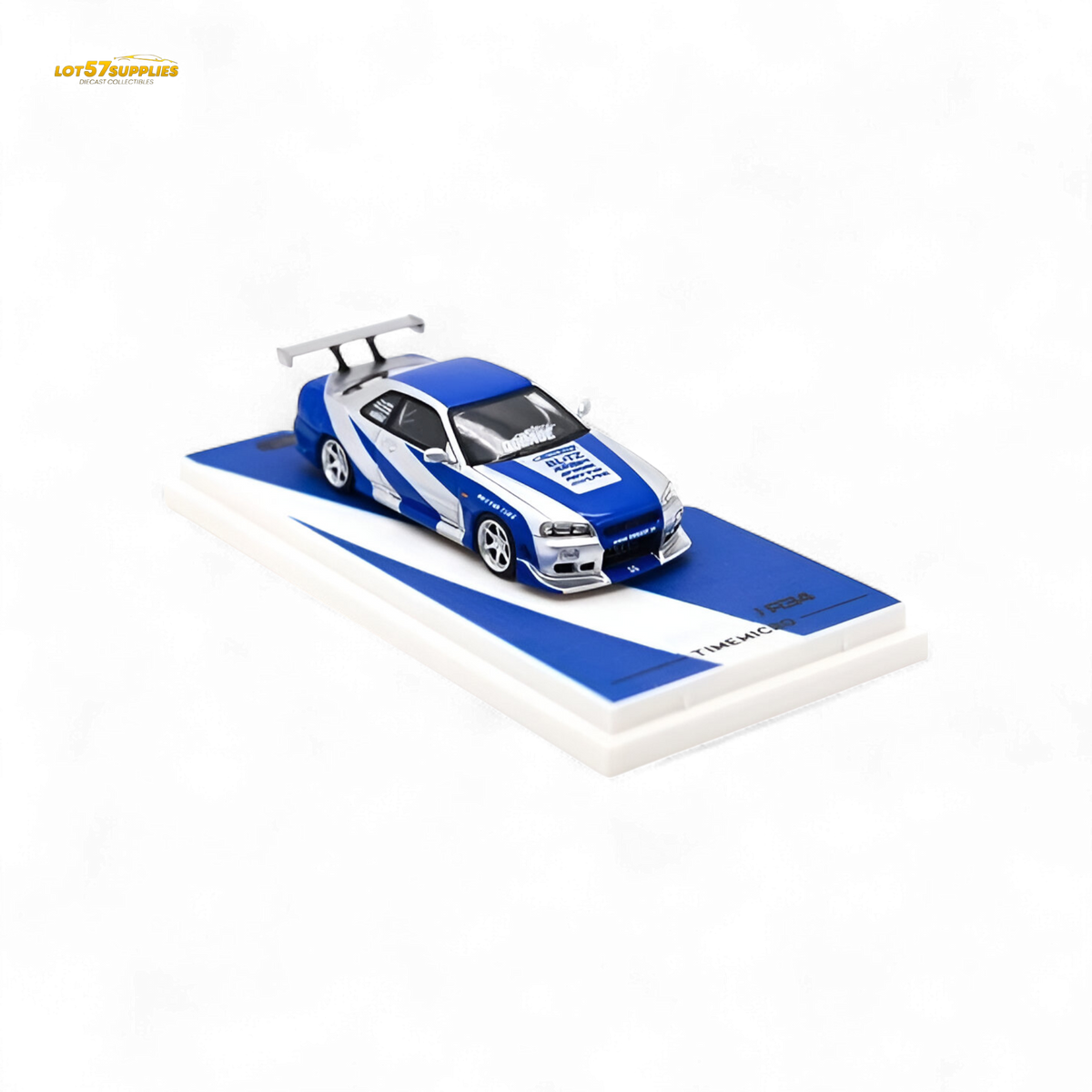 TimeMicro SKYLINE GT-R R34 - Blue Silver Ordinary 1:64