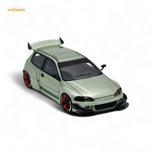 YM Model Honda Civic Pandem EG4 K20 Modified Bronze Green 1:64 Limited to 399 PCS