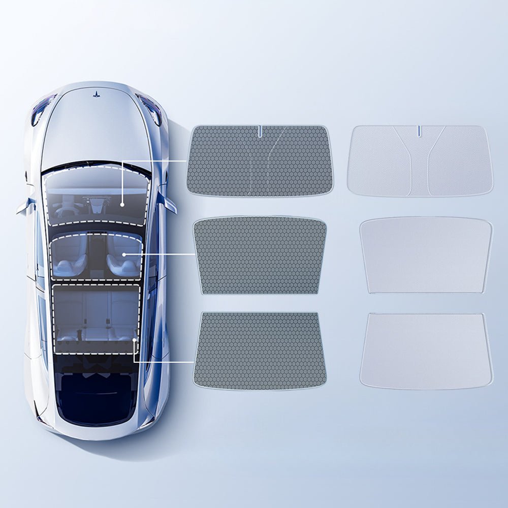 Summer Comfort Pack: Roof & Windshield Shades for Model Y Juniper