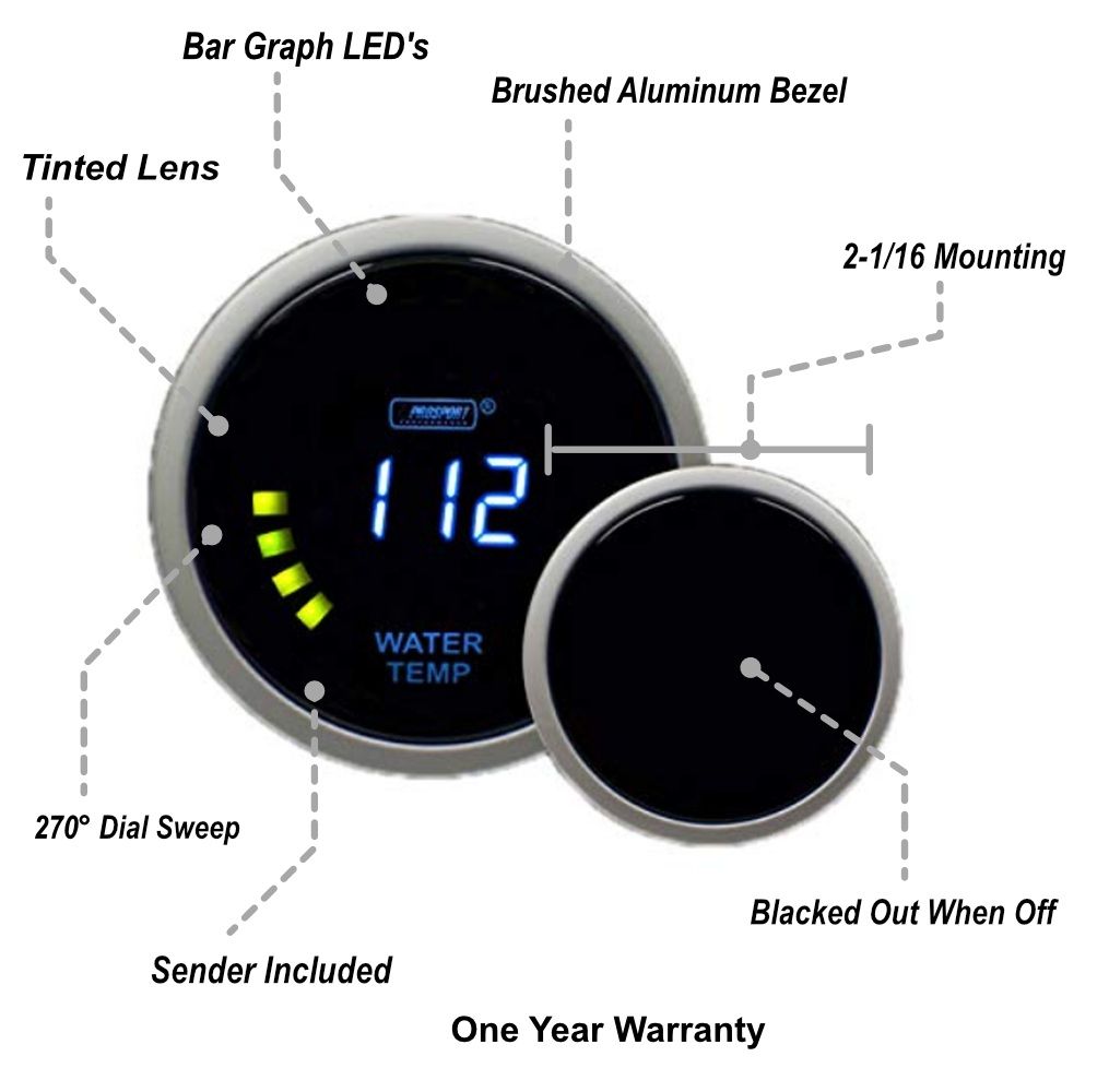 2-1/16" Digital Water Temperature Gauge